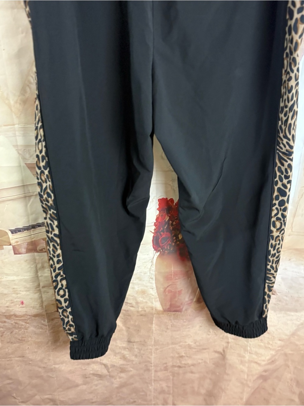 NEW Chico's Black Jogger Pants with Leopard Side Stripe - Picture 7 of 9
